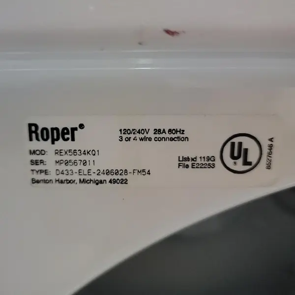 Roper REX5634KQ1 Heavy Duty Extra Large Capacity Electric Dryer - Local Pickup