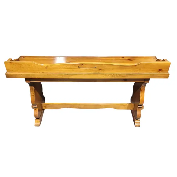 Vintage Rustic Wooden Tray Top Table Bench Stand Raised Carved - Local Pickup 