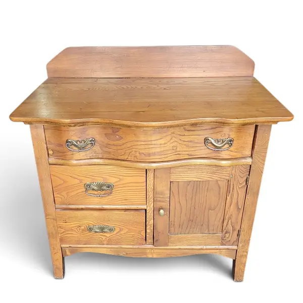 Vintage Pine Washstand 3 Drawer Cabinet Rustic Primitive Dresser- Local Pickup