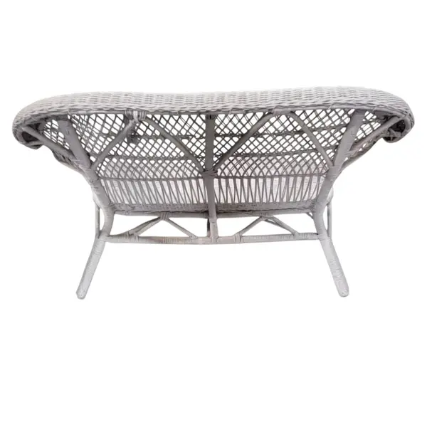 Vintage White Wicker Rattan Loveseat Cottage Patio Furniture - Local Pickup Only