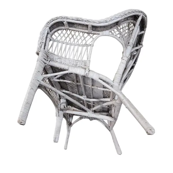 Vintage White Wicker Rattan Loveseat Cottage Patio Furniture - Local Pickup Only