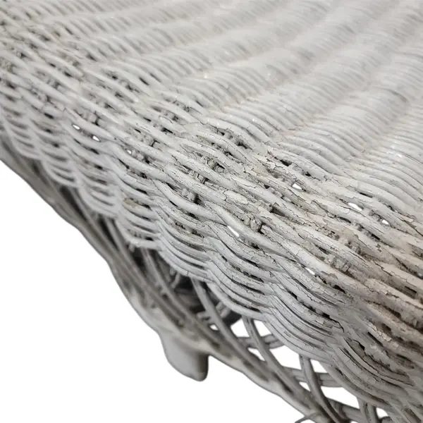 Vintage White Wicker Rattan Loveseat Cottage Patio Furniture - Local Pickup Only