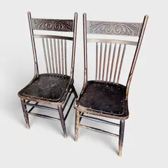 Antique Wisconsin Chair Co Pressed Back Dining Chairs Pair - Local Pickup Only