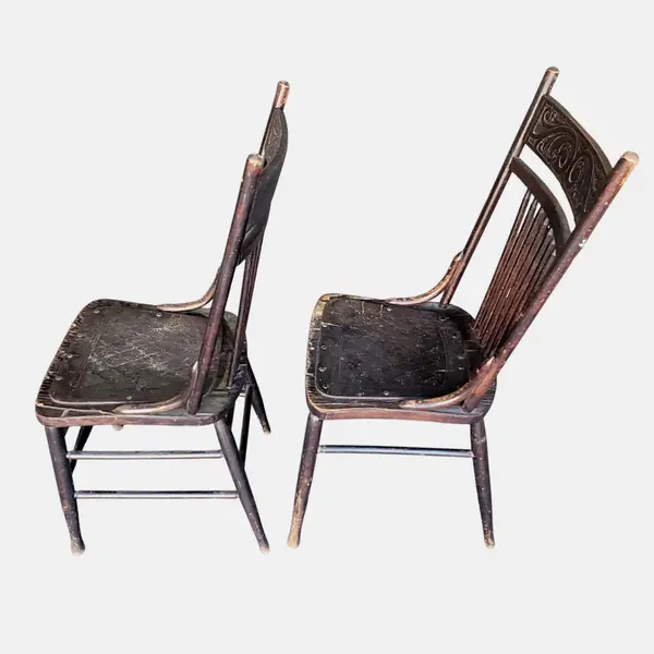Antique Wisconsin Chair Co Pressed Back Dining Chairs Pair - Local Pickup Only