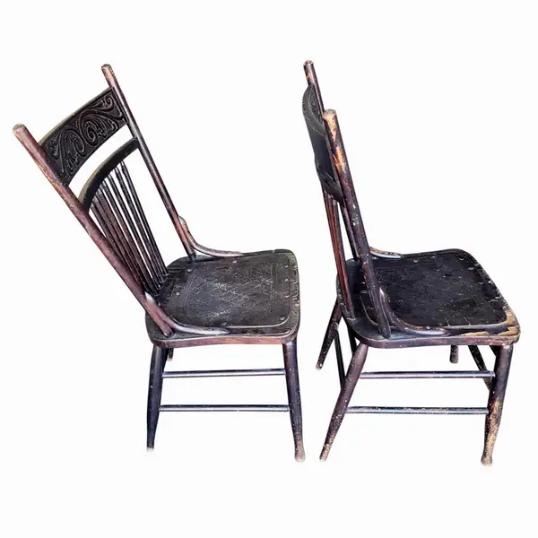 Antique Wisconsin Chair Co Pressed Back Dining Chairs Pair - Local Pickup Only