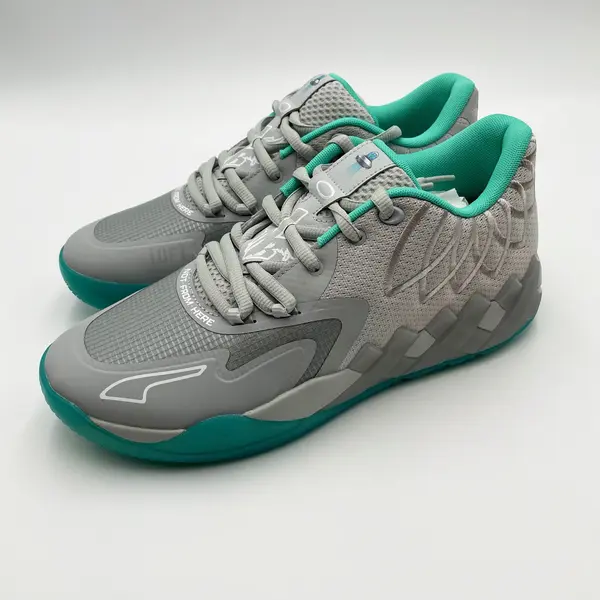 Puma Men's Basketball Shoes Gray/Turquoise MB.01 Lo UFO Size 10.5 - 377675-02