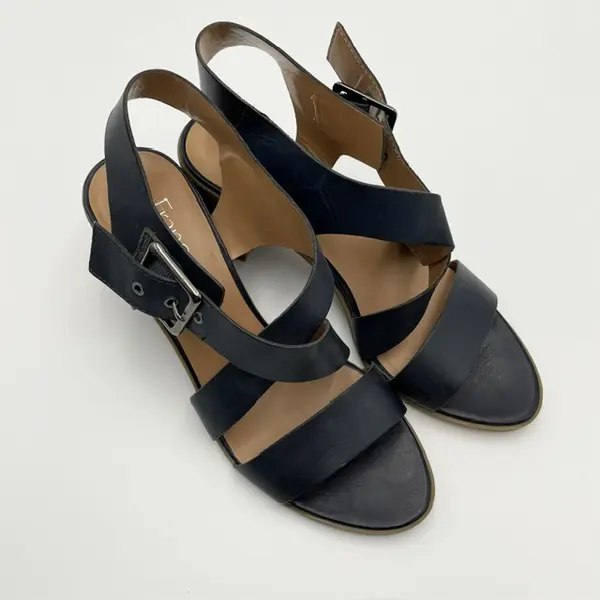 Franco Sarto Napina Women's 8.5M Black Strappy Heeled Sandals