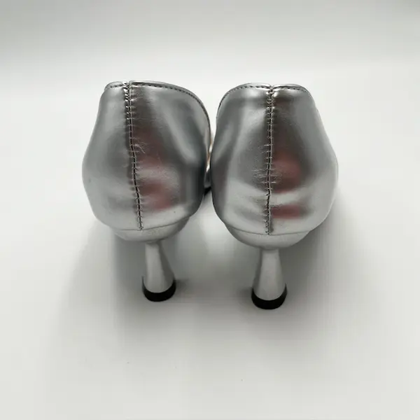 Women's Silver Square Toe Heels Size 39 Dress Shoes