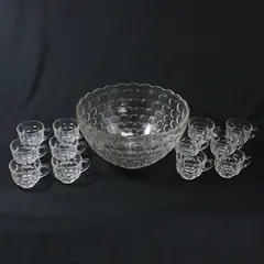 Vintage Federal Glass Yorktown Punch Bowl and 12 Cups