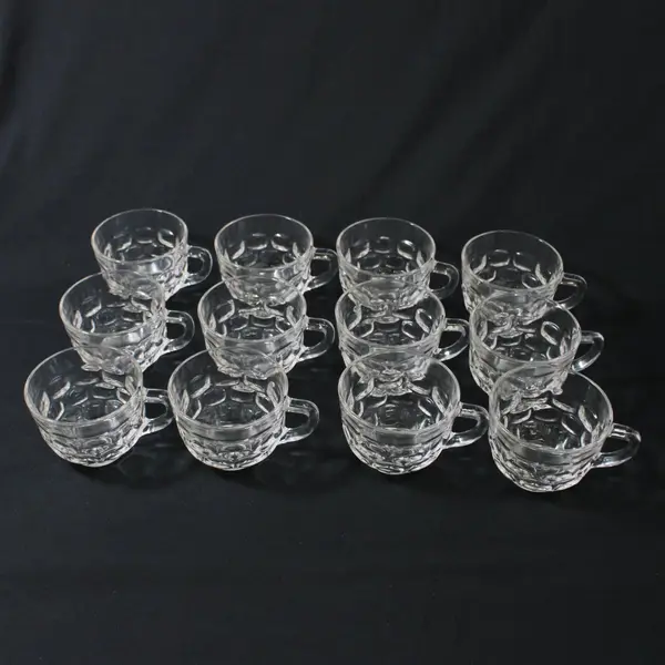 Vintage Federal Glass Yorktown Punch Bowl and 12 Cups