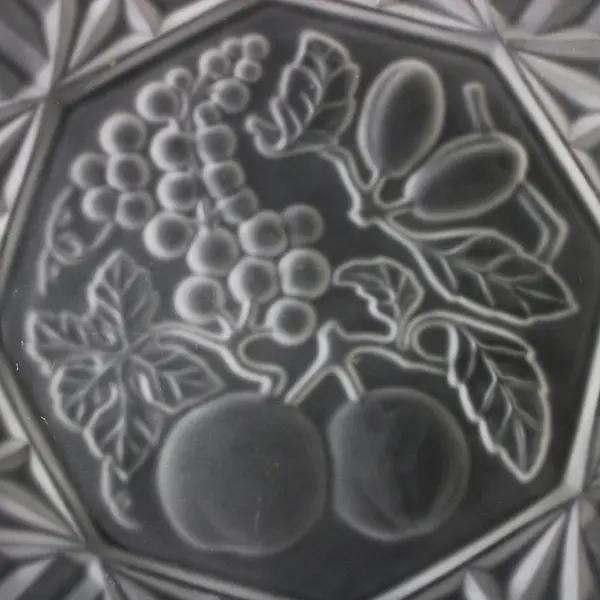 Vtg Federal Glass Frosted Pioneer Fruit Platter 11.5" Sawtooth Rim
