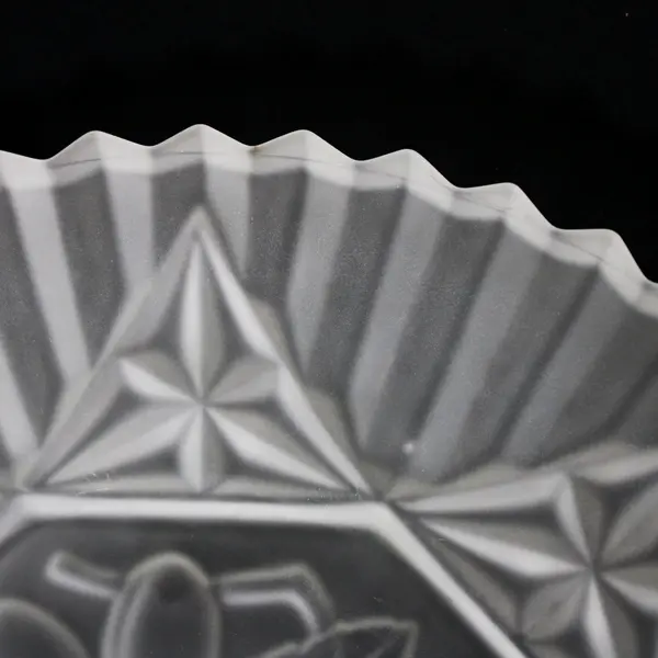 Vtg Federal Glass Frosted Pioneer Fruit Platter 11.5" Sawtooth Rim