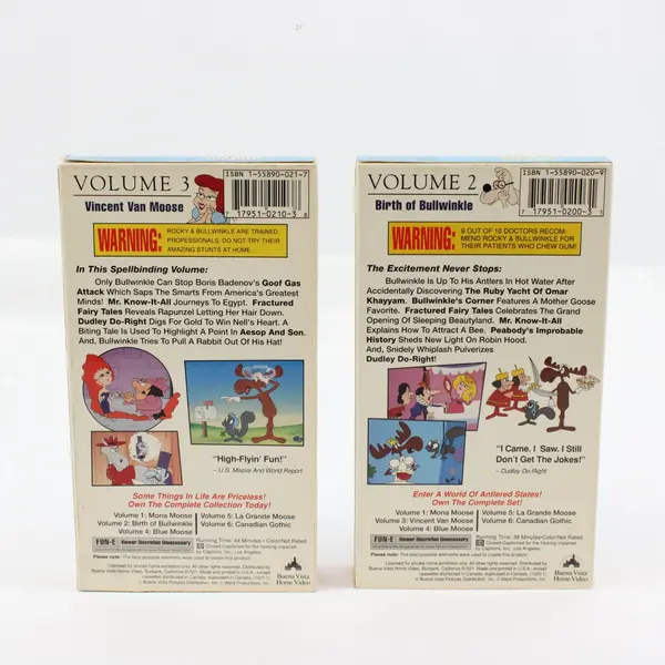 Lot of 2 Vintage Rocky & Bullwinkle VHS Kids' Movies: Vols. 2 & 3, 