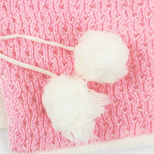 Pink White Baby Girls Knit Hooded Button Front Jacket 18M