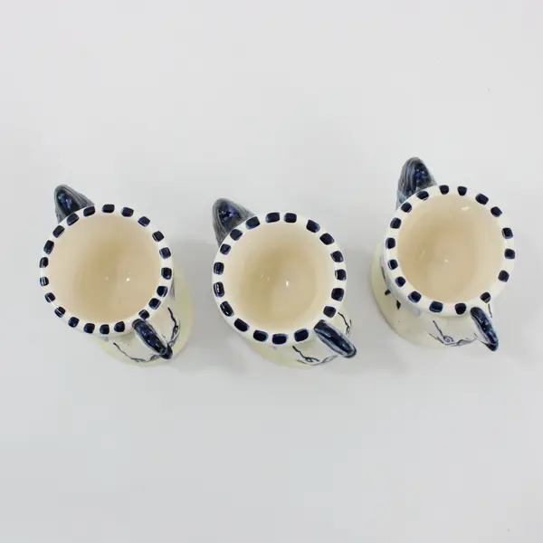 Set of 3 Delfts Blue Hand-Painted Porcelain Chicken Egg Cups Cornelia Signed