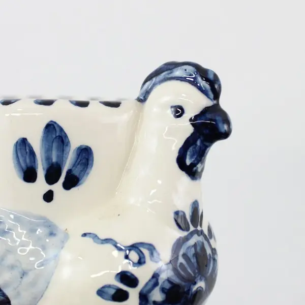 Set of 3 Delfts Blue Hand-Painted Porcelain Chicken Egg Cups Cornelia Signed