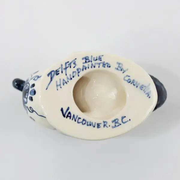 Delfts Blue Porcelain Duck Egg Cup Signed Hand-Painted Cornelia