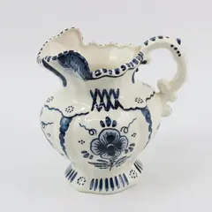Delfts Blue Cornelia Signed Hand Painted Blue Floral Pitcher 6 Inch
