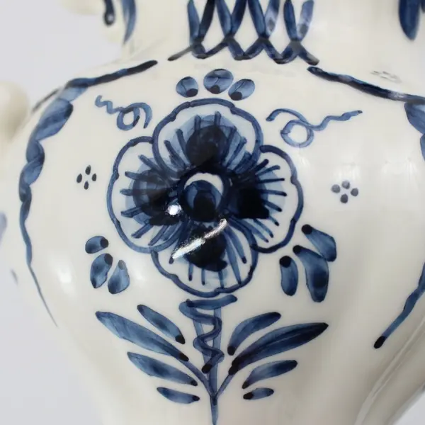Delfts Blue Cornelia Signed Hand Painted Blue Floral Pitcher 6 Inch