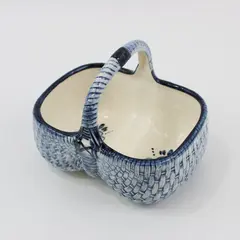 Delfts Blue Cornelia Hand Painted Porcelain Basket Blue White Signed 6.5 in