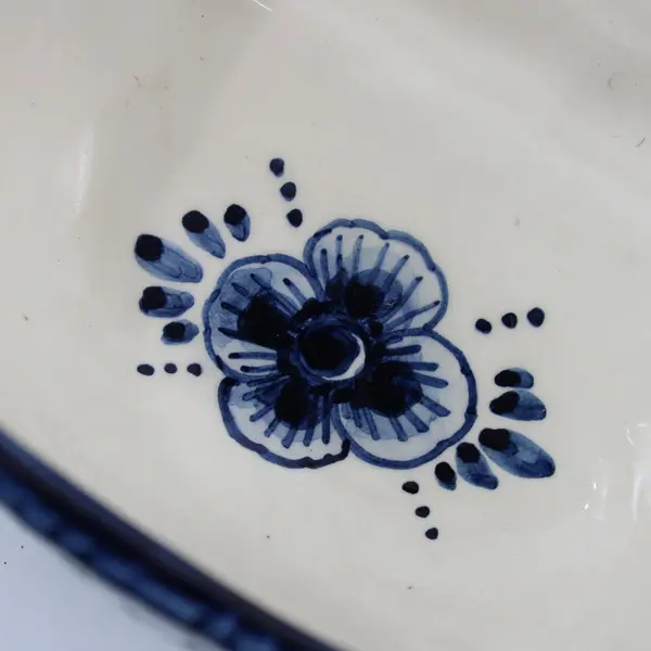 Delfts Blue Cornelia Hand Painted Porcelain Basket Blue White Signed 6.5 in