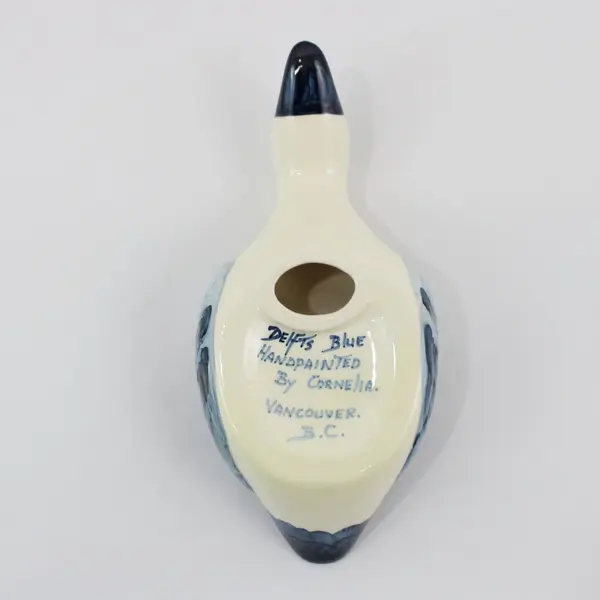 Hand Painted Delfts Blue Duck Soap Dish Signed