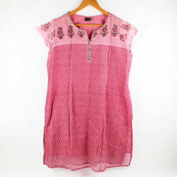 Stop Everywear Women's XL Pink Printed Cotton Kurta
