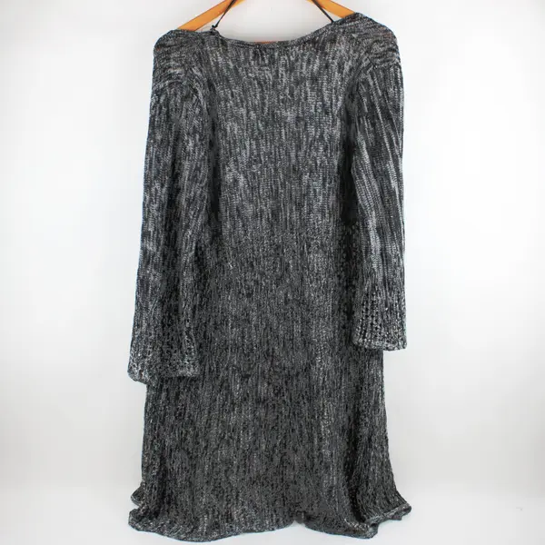 99 Jane Street Women's Large Black White 3/4 Sleeve Knit Cardigan