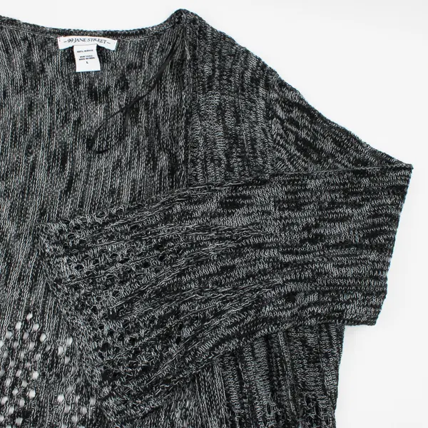 99 Jane Street Women's Large Black White 3/4 Sleeve Knit Cardigan