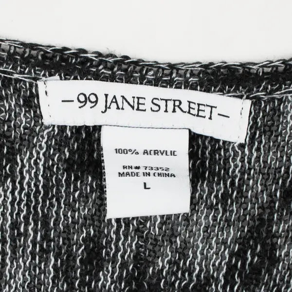 99 Jane Street Women's Large Black White 3/4 Sleeve Knit Cardigan