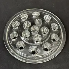 Vintage Glass Flower Frog 5.25 Inch Diameter 16 Holes