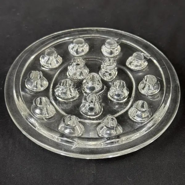 Vintage Glass Flower Frog 5.25 Inch Diameter 16 Holes