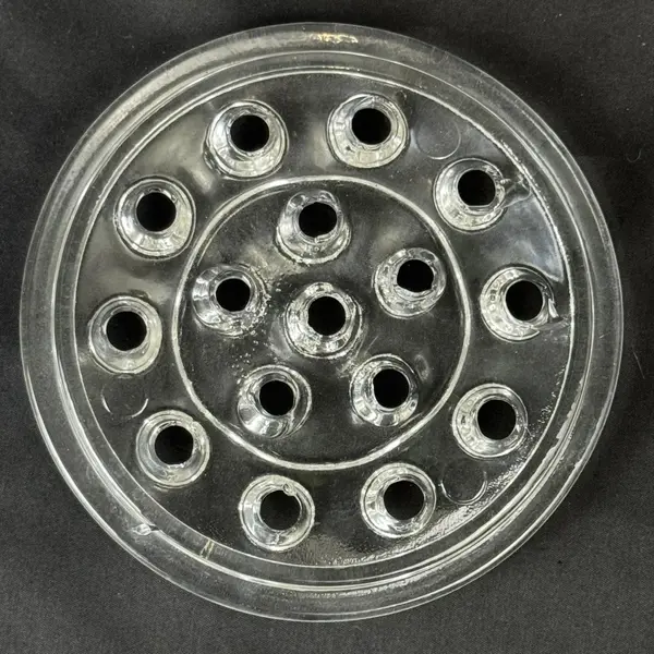 Vintage Glass Flower Frog 5.25 Inch Diameter 16 Holes