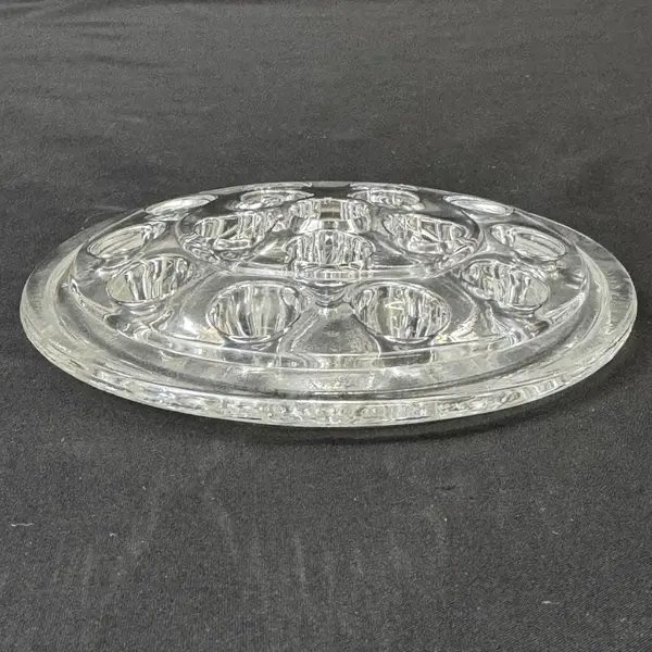 Vintage Glass Flower Frog 5.25 Inch Diameter 16 Holes