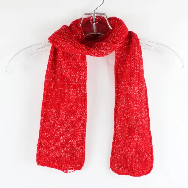 Red w/ Silver Thread Rectangular Scarf Women's Wrap 50 x 4.5 in Winter Accessory
