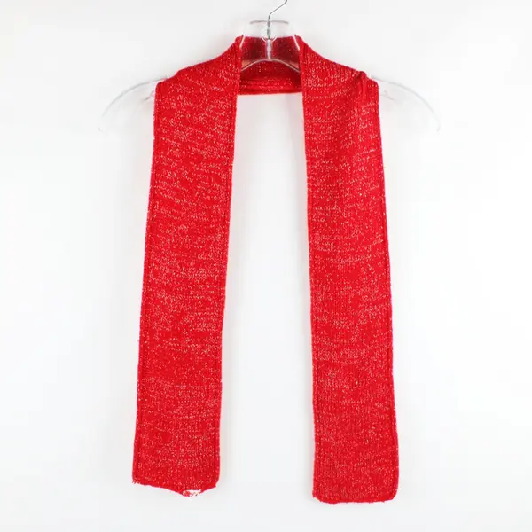 Red w/ Silver Thread Rectangular Scarf Women's Wrap 50 x 4.5 in Winter Accessory