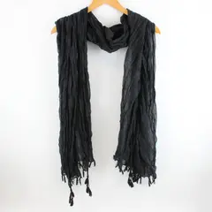 Black Sheer Ruffled Scarf Shawl 70.5 x 43 in Tassel Ends