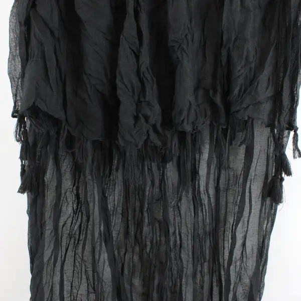 Black Sheer Ruffled Scarf Shawl 70.5 x 43 in Tassel Ends
