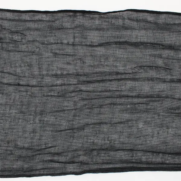 Women's Black Gray Striped Sheer Scarf Tassel Fringe 68 x 16"