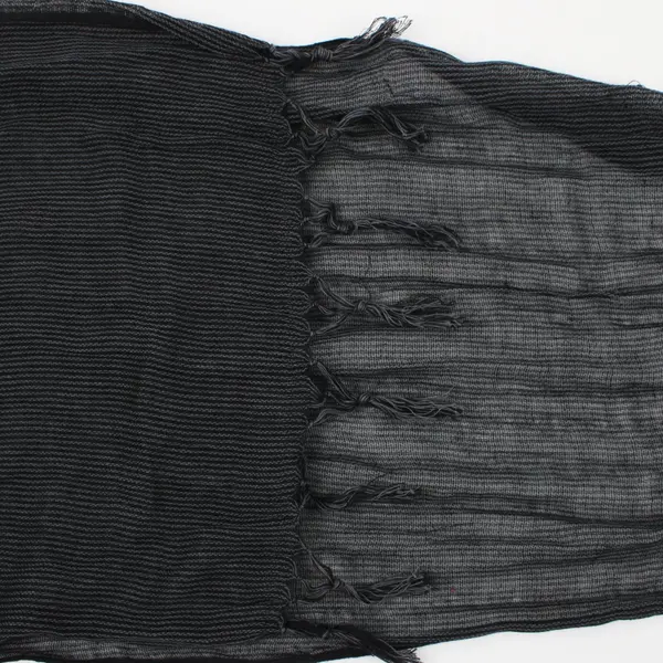 Women's Black Gray Striped Sheer Scarf Tassel Fringe 68 x 16"