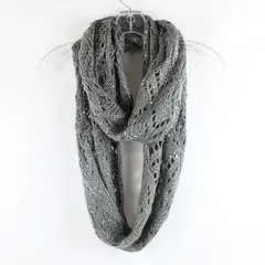 Dark Gray Sequin Knit Infinity Scarf 35.5 x 12.5 in Open Stitch