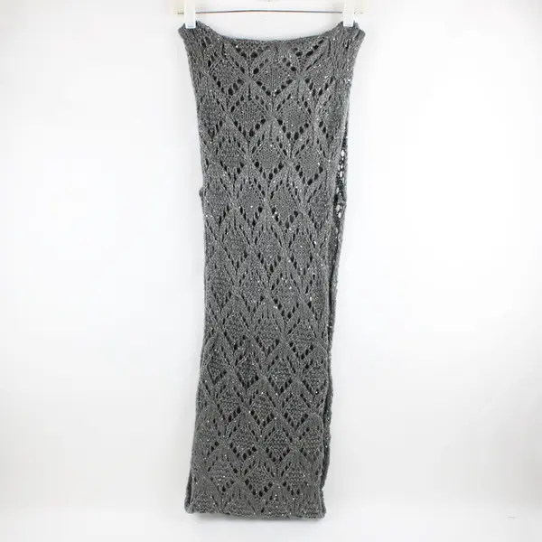 Dark Gray Sequin Knit Infinity Scarf 35.5 x 12.5 in Open Stitch