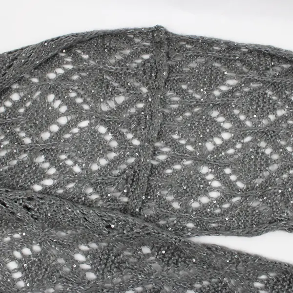 Dark Gray Sequin Knit Infinity Scarf 35.5 x 12.5 in Open Stitch