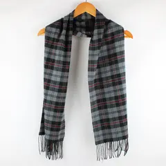 Women's Plaid Fringe Scarf Black Gray Red 56 x 12.5 Inch Wrap