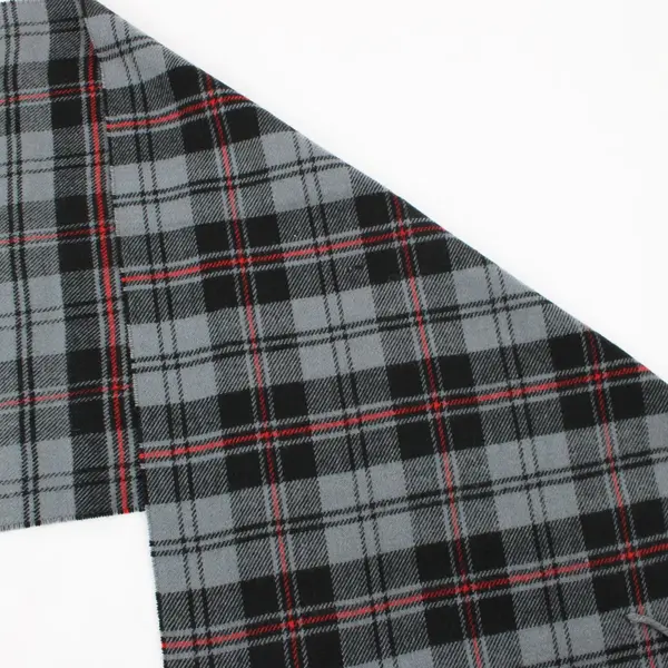 Women's Plaid Fringe Scarf Black Gray Red 56 x 12.5 Inch Wrap