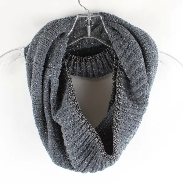 MIXIT Women's Grey Sparkly Infinity Scarf Cowl Neck Winter Wrap OS 19 x 13 in