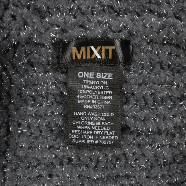 MIXIT Women's Grey Sparkly Infinity Scarf Cowl Neck Winter Wrap OS 19 x 13 in