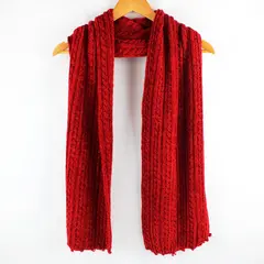 Red Crocheted Rectangular Scarf 68 x 11 in Women's Accessory Holiday Winter