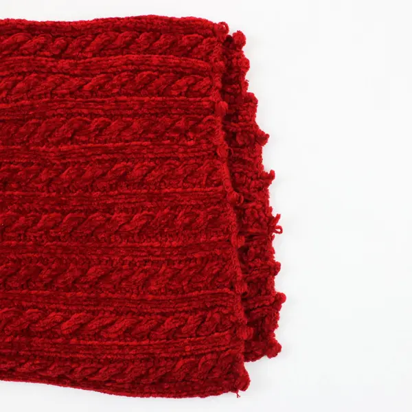 Red Crocheted Rectangular Scarf 68 x 11 in Women's Accessory Holiday Winter