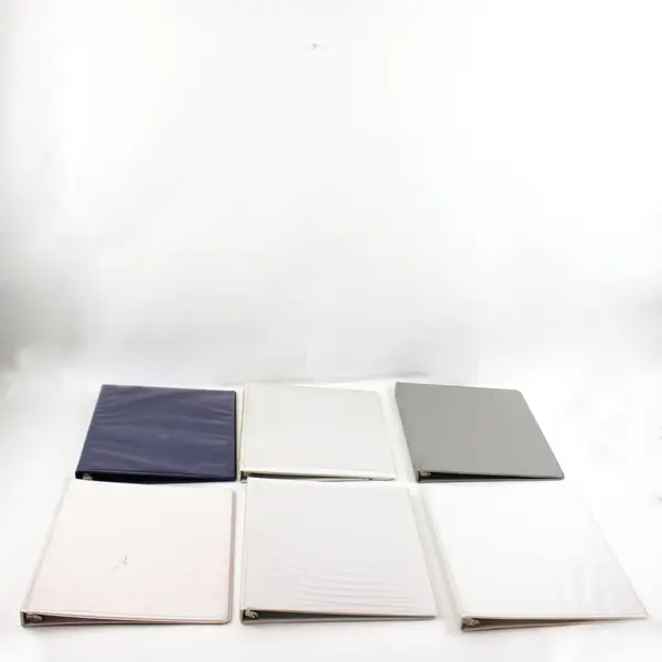 Lot of 6 1/2-Inch 3-Ring Binders White Blue Gray FLAWED